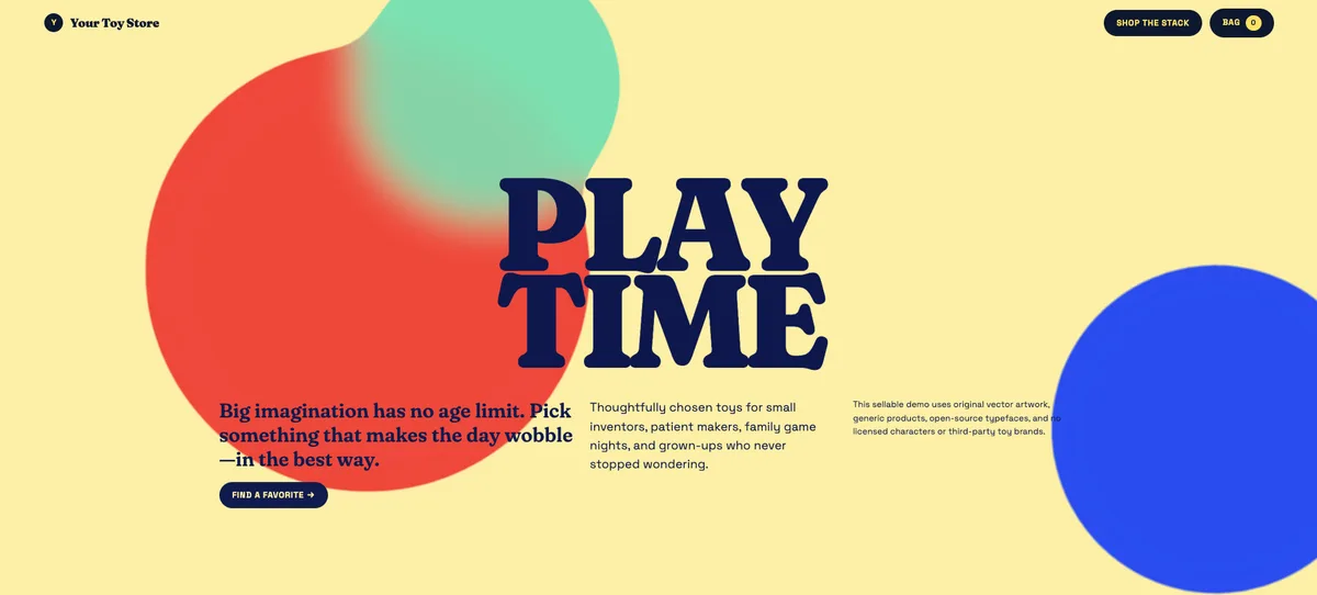 Colorful Play Time Toys interactive website preview